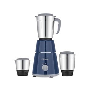Bajaj GX1 Ninja Series 500W Mixer Grinder With 3 Jars (Stainless Steel Jars) | Superior Mixie For Kitchen | Durable Mixer Grinder | DuraCut Blades | 2 Yrs Warranty Blue