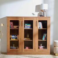 Home Centre | Quadro 3-Door Book Cabinet | Engineered Wood | Brown | 1 Year Warranty