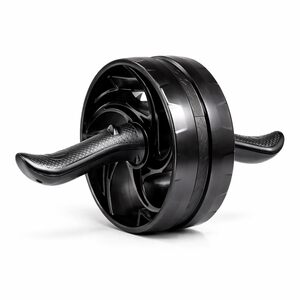 Amazon Basics Ab Roller with Non-Slip Handles | Wheel Exercise Equipment for Core Strengthening | Compact & Portable | for Men and Women | Black | 34 x 45.6 x 16.3 cm