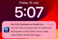 Bajaj ₹20 CB on ₹500x3 CC Bill Payment