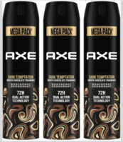 Axe Dark Temptation Long Lasting Deodorant For Men 215 ml each (Pack of 3)