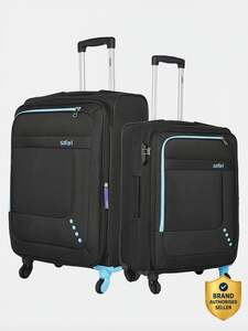 Safari Soft Body Set of 2 Luggage 4 Wheels - STAR 2 (Small 56cm | Medium 65cm) - Black