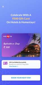 ADD your birthday in MMT and get 500 GV for stay in birthday month 