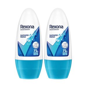 Rexona for Female Shower Fresh Underarm Roll On Deodorant + Antiperspirant With Glycerine, Removes Odour, Even Skin Tone,Keeps Skin Fresh & Clean, Alcohol Free, 50 Ml (Pack Of 2)