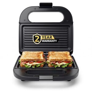 iBELL SM440 Sandwich Maker Electric with Nonstick Grill and Toast Plates, Handle Locking Function, 850W (Black)