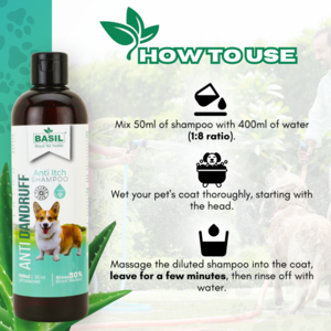 Basil Anti Dandruff & Anti Itch Shampoo for Dogs and Cats Basil Anti Dandruff & Anti Itch Shampoo for Dogs and Cats - 500m