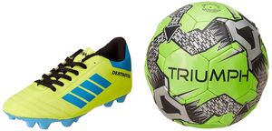 Triumph Football Pvc Boss Green With Gowin Football Shoe Destroyer Cyan Size-5