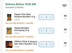 Jiomart Loot : yipee noodles @ rs 9