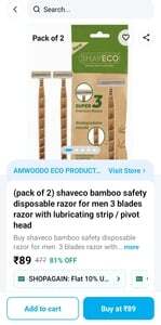 PACK OF 2 - BAMBOO RAZORS - 3 BLADES || DIGIHAAT