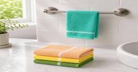 Check out Cotton Colors Cotton Hand/Face Towel Set (200GSM, Solid, Multicolor) on Instamart 4 hand towels insides 