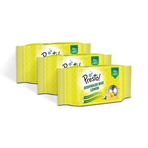 Presto! Dishwash Bar | 200 Gram | 12 count | 4 Bars Each X 3 Pack | Removes Tough Grease | Odour-Free Freshness | Gentle On Hands 
