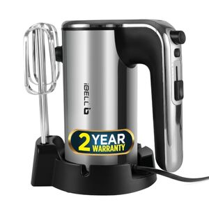 IBELL WHISK400 Electric Hand Mixer, 400W, Blender, Detachable Beaters & Dough Hooks, With Turbo Button 5 Speed Settings(Silver).