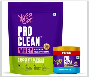 Yogabar Pro Clean Whey Protein Chocolate with Zero Calorie Sweetener | 907g + Free  Creatine 100g