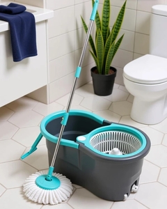 PALAK Gamma with 360 spinner 2 Microfiber heads and Twin  Bucket Mop Set