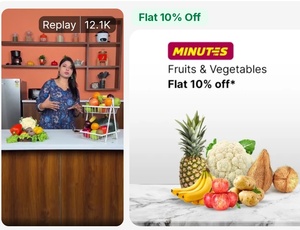 Flipkart Minutes - 10% of on fruits and vegetables