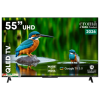 Croma 140 cm (55 inch) 4 Star QLED 4K Ultra HD Smart Google TV 5.0 with Flicker Free Technology (2026 model)
