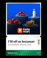 Cred : Get 50Rs Off on Swiggy Instamart on Orders Above 150Rs (User Specific)