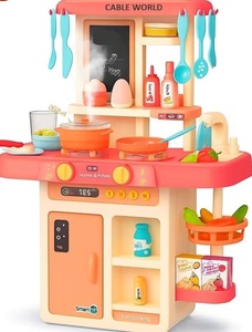 Cable World® Kitchen Playset for Kids, Kitchen Set for Toddler with Gas Sound & Light, Cooking Stove with Steam,Toy Kitchen Accessories with Running Water,Kitchen Toys for Kids Girls Boys (42 Pcs)