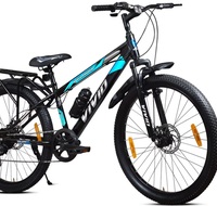 Leader Vivid Valero 26T IBC 7 Speed Cycle for Men with Front Suspension & Dual Disc Brakes | Gear Bicycle for Men | Mountain Bike with Inbuilt Carrier & Steel Frame | Ideal for 10+ Years – Black