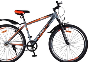 Vaux Ibex 27.5T MTB Cycle for Men with Front Suspension & V-Brakes, Single Speed Bicycle for Adults with 18" Hi-Ten Steel Frame, Double Alloy Rims & Ralson Tyres, Age Group 13+ Years(Grey)