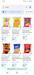 🥨 Crax Snacks Sale  Up to 70% OFF | ₹18 Starting |