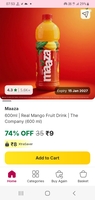 Maaza 600ml @ Rs 9