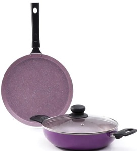 Wonderchef Valencia Plus Non-Stick Cookware 3 Piece Set | Kadhai, Glass Lid, Dosa Tawa | Cool Touch Bakelite Handles | Pure Grade Aluminium| PFOA Free| 1 Year Warranty | Purple