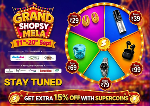 Grand shopsy mela : 11 - 20th september. Extra 15% off with supercoins 