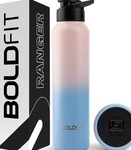 Boldfit Water Bottles Stainless Steel Water Bottle 1 Litre Steel Bottles for School, Office, Home, Gym 1 Litre for Men Leakproof, Rust free Metal Bottle -1000 ml Pink Blue