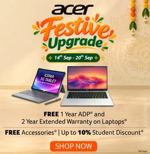 Acer Super September - FREE 1 Year ADP* and 2 Year Extended Warranty on All Laptops* | FREE Accessories