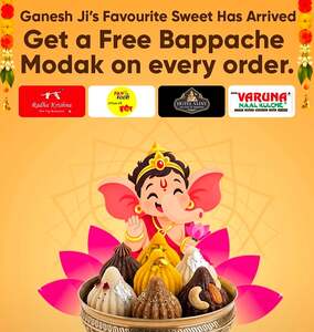 Swiggy - Free Bappache Modak On Every Order (Restaurant Specific)