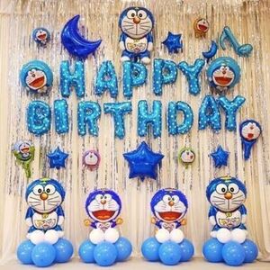Party Midlinkerz Doraemon Theme Happy Birthday Decoration set kits item for Kids, Boys, Girl (Set of 57) 