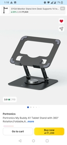 (100% supercoin back deal)  Portronics My Buddy A1 Tablet Stand with 360° Rotation,Foldable,Adjustable.