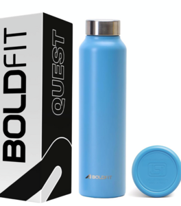 Lowest price:Boldfit Water Bottles Stainless Steel Water Bottle 1 Litre Steel Water Bottles for School, Office, Home, Gym 1 Litre Water Bottle for Men Leakproof, Rust Free Steel Bottle -1000 ml Bottle Sky Blue