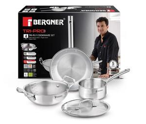 Bergner TriPly Stainless Steel 4 Pcs Cookware Set