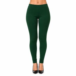Women's Cotton Full Length Leggings with Elastic Waistband | Solid Colour, Stretch Fit, Casual Wear, Full Length, Pull-On Style 