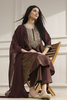 BIBA Wine Yoke Embroidered Straight Kurta with Palazzo & Dupatta
