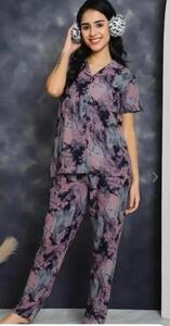 Metronaut Women Night Suit Set Multicolor Printed