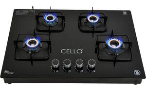 Cello Crysta Manual Ignition Hob Top 8 MM Black Glass Manual Gas Stove