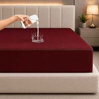 Deal: La Verne 100% Waterproof Premium Cotton Feel Mattress Protector King Size 78 x 72 Inches | Breathable and Hypoallergenic Ultra Soft Fitted Bed Protector Cover (Red, King, Terry Fitted) 