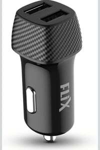 Flix(Beetel) 2.4A Charging Car Charger ,Dual USB Type A connectors(Black)