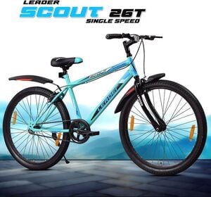 LEADER Scout 26T SEA Blue BLACK for Ride 26 T (inch) Mountain Cycle (Single Speed, Blue, Black, Rigid)