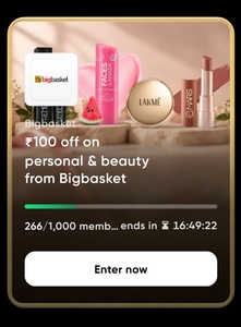 Cred : Pledge 2K Coins & on Completion Get 100 Off on Beauty & Personal Care from Bigbasket 