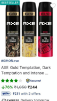 Gold Temptation, Dark Temptation and Intense Deodorant Spray - For Men (645 ml, Pack of 3