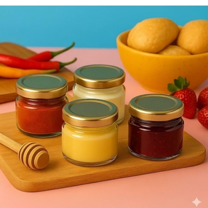 SG Glass Jar Set, 130ML, Transparent, Pack of 4, for Honey, Jam, Spices, Sauces and Desserts