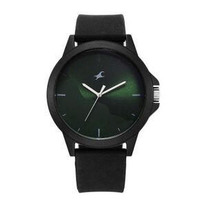 Fastrack Tees Wanderlust Quartz Analog Forest Green Dial Black Silicone Strap Unisex Watch - NT38024PP73W