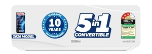 Billion 2026 Model 0.95 Ton 3 Star Split Inverter 5-in-1 Convertible AC (103IPG26WBN, White)
