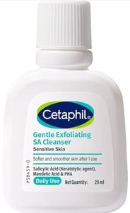 Cetaphil Gentle Exfoliating SA Cleanser 29ml | Daily Foaming Face Wash with Salicylic Acid, Mandelic Acid & Gluconolactone | Smooth, Even Skin | For Sensitive & Acne-Prone Skin
