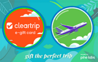 95% discount on Cleartrip Gift Voucher on woohoo 