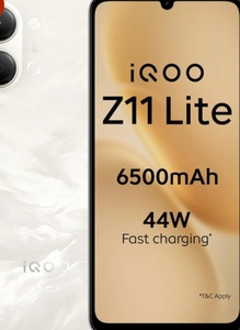 iQOO Z11 Lite 44W 5G (Solar Flame, 4GB RAM, 128GB Storage) | 6500mAh Battery with 44W Fast Charging* | Dimensity 6300 with 579k+ AnTuTu Score* | OriginOS 6.0 with AI Creation* & Private Space